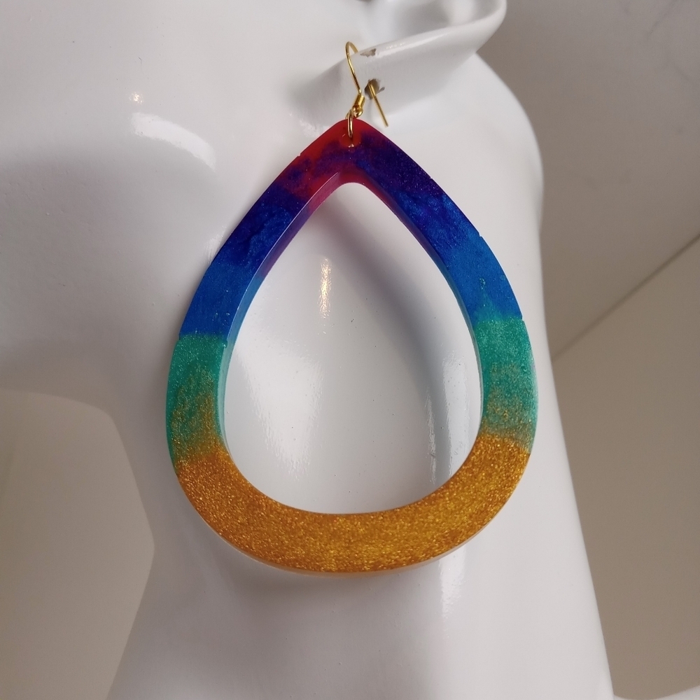Multicolor Teardrop Earrings - Picture 7 of 10